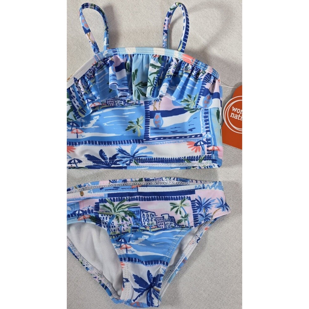 New Hawaiian Style Girl's 2pc Swim Bathing Suit - Sz Small 18 Months